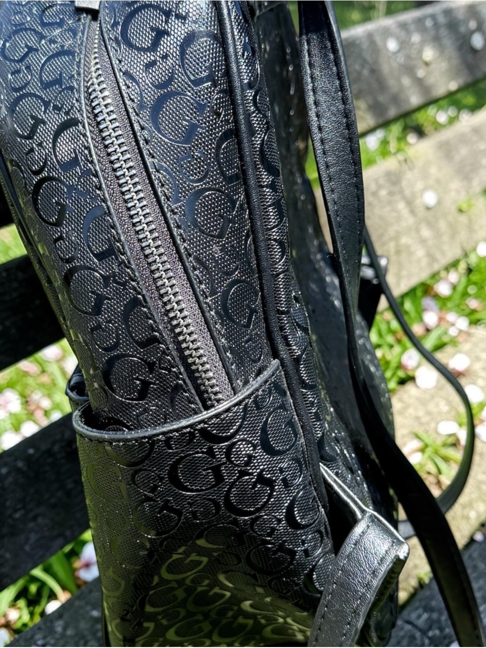Guess Iridescent Black Logo Mini Backpack - Picture 4 of 9